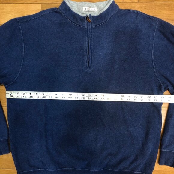 Peter Millar 1/4 Zip Long Sleeve Blue & Gray 100% Cotton Pullover Size XL - Picture 5 of 8